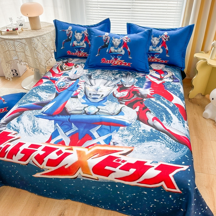 91家纺网 家纺一手货源 找家纺 一电 2026新款卡通床单单件被单学生宿舍被罩三件套单人儿童上下床床单-磨毛床单 第二批 奥特警卫队