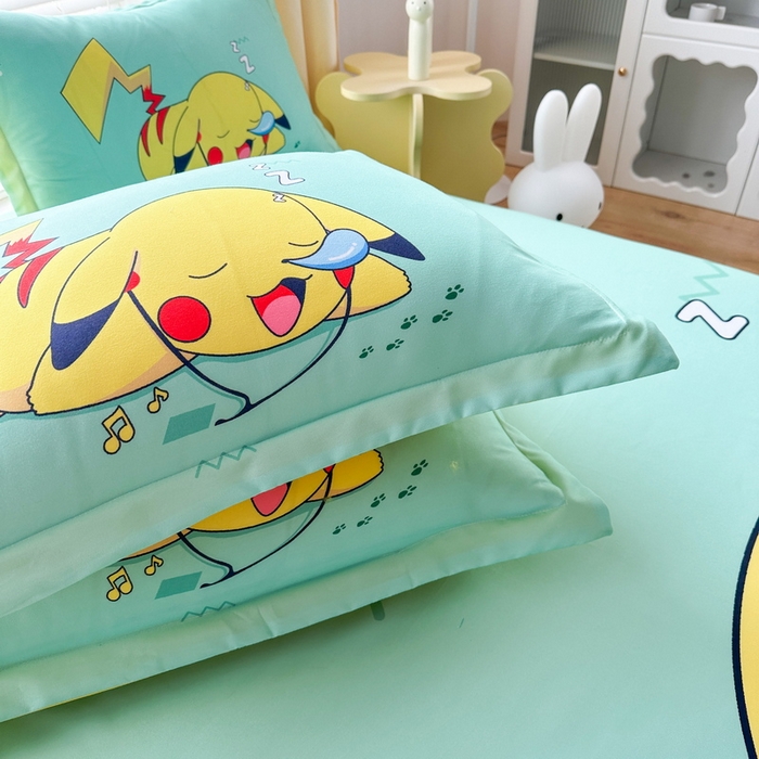 91家纺网 家纺一手货源 找家纺 一电 2026新款卡通床单单件被单学生宿舍被罩三件套单人儿童上下床床单-磨毛床单 第一批 呼呼皮卡丘