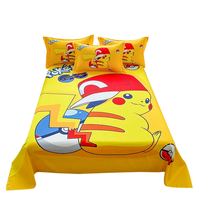 91家纺网 家纺一手货源 找家纺 一电 2026新款卡通床单单件被单学生宿舍被罩三件套单人儿童上下床床单-磨毛床单 第一批 小红帽皮卡丘