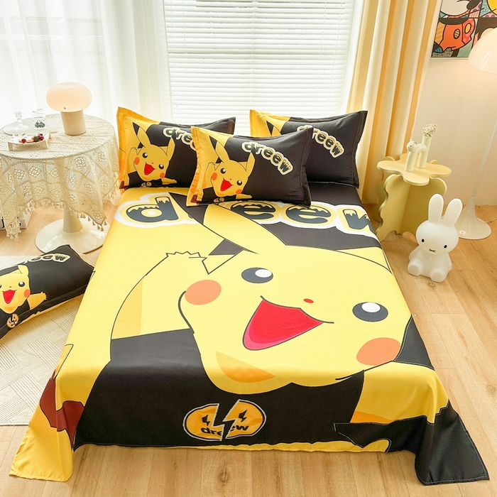 一电 2026新款卡通床单单件被单学生宿舍被罩三件套单人儿童上下床床单-磨毛床单 第一批 闪电皮卡丘