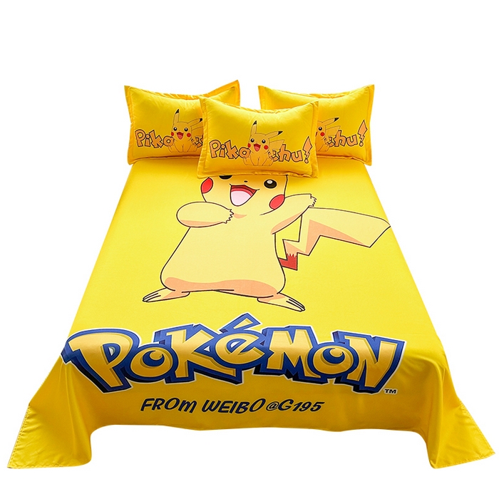 91家纺网 家纺一手货源 找家纺 一电 2026新款卡通床单单件被单学生宿舍被罩三件套单人儿童上下床床单-磨毛床单 第一批 唱歌皮卡丘