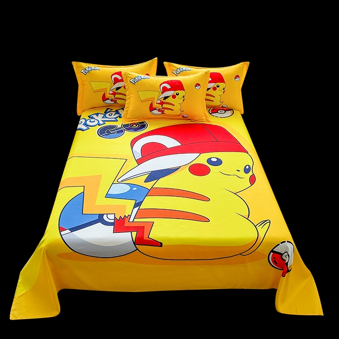 91家纺网 家纺一手货源 找家纺 一电 2026新款卡通床单单件被单学生宿舍被罩三件套单人儿童上下床床单-磨毛床单 第一批 小红帽皮卡丘