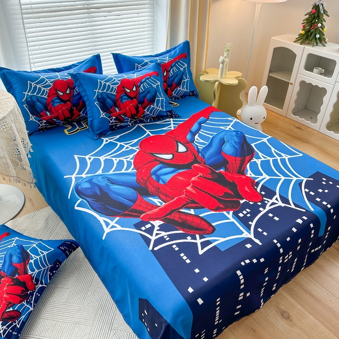 91家纺网 家纺一手货源 找家纺 一电 2026新款卡通床单单件被单学生宿舍被罩三件套单人儿童上下床床单-磨毛床单 第一批 蜘蛛侠