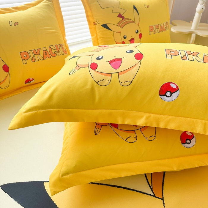91家纺网 家纺一手货源 找家纺 一电 2026新款卡通床单单件被单学生宿舍被罩三件套单人儿童上下床床单-磨毛床单 第一批 奔跑皮卡丘