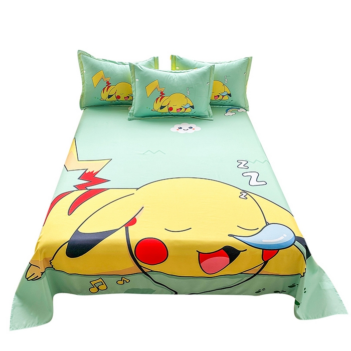 91家纺网 家纺一手货源 找家纺 一电 2026新款卡通床单单件被单学生宿舍被罩三件套单人儿童上下床床单-磨毛床单 第一批 呼呼皮卡丘