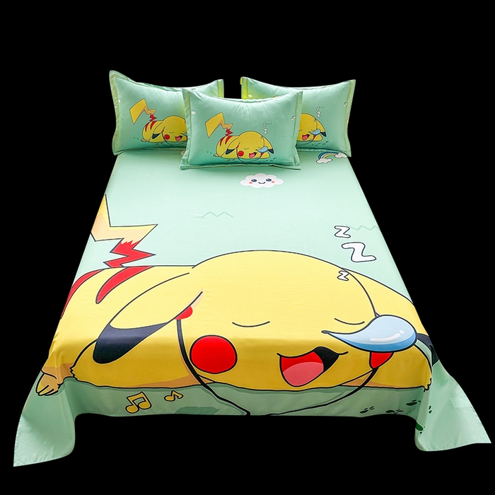 91家纺网 家纺一手货源 找家纺 一电 2026新款卡通床单单件被单学生宿舍被罩三件套单人儿童上下床床单-磨毛床单 第一批 呼呼皮卡丘