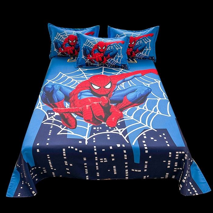 91家纺网 家纺一手货源 找家纺 一电 2026新款卡通床单单件被单学生宿舍被罩三件套单人儿童上下床床单-磨毛床单 第一批 蜘蛛侠