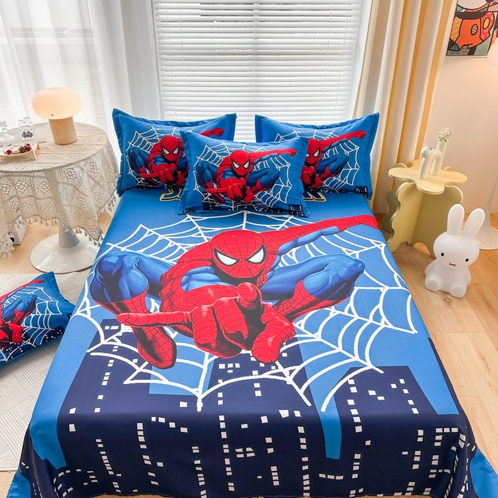 91家纺网 家纺一手货源 找家纺 一电 2026新款卡通床单单件被单学生宿舍被罩三件套单人儿童上下床床单-磨毛床单 第一批 蜘蛛侠