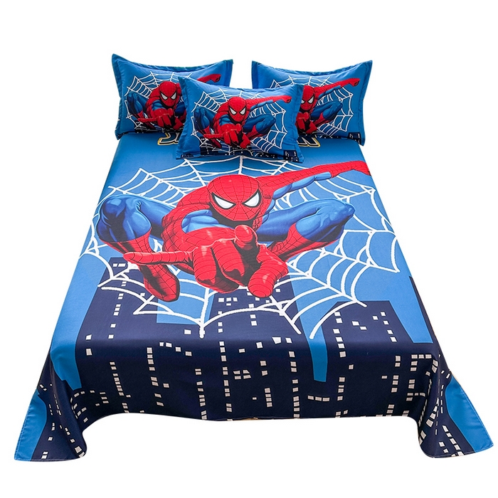 91家纺网 家纺一手货源 找家纺 一电 2026新款卡通床单单件被单学生宿舍被罩三件套单人儿童上下床床单-磨毛床单 第一批 蜘蛛侠