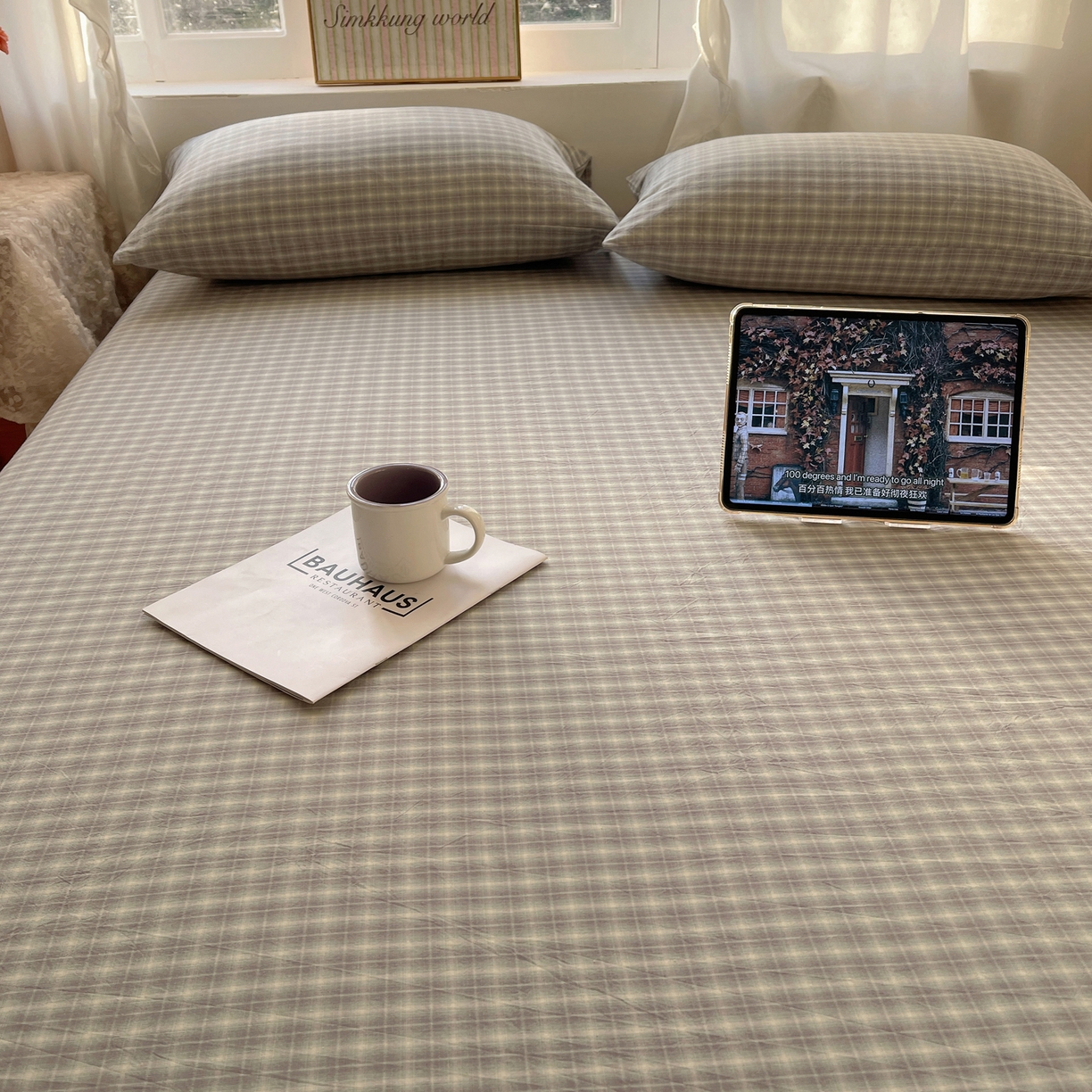 91家纺网 家纺一手货源 找家纺 六巷胡同 2026新款A类全棉纯棉水洗棉色织格子单品床单 床单单件 知序-绿格