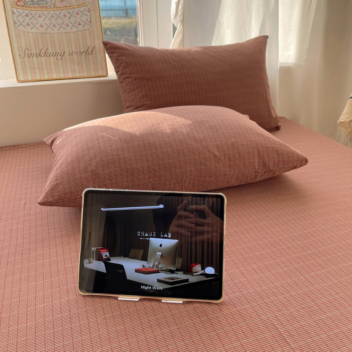 91家纺网 家纺一手货源 找家纺 六巷胡同 2026新款A类全棉纯棉水洗棉色织格子单品床单 床单单件 逐风-红格