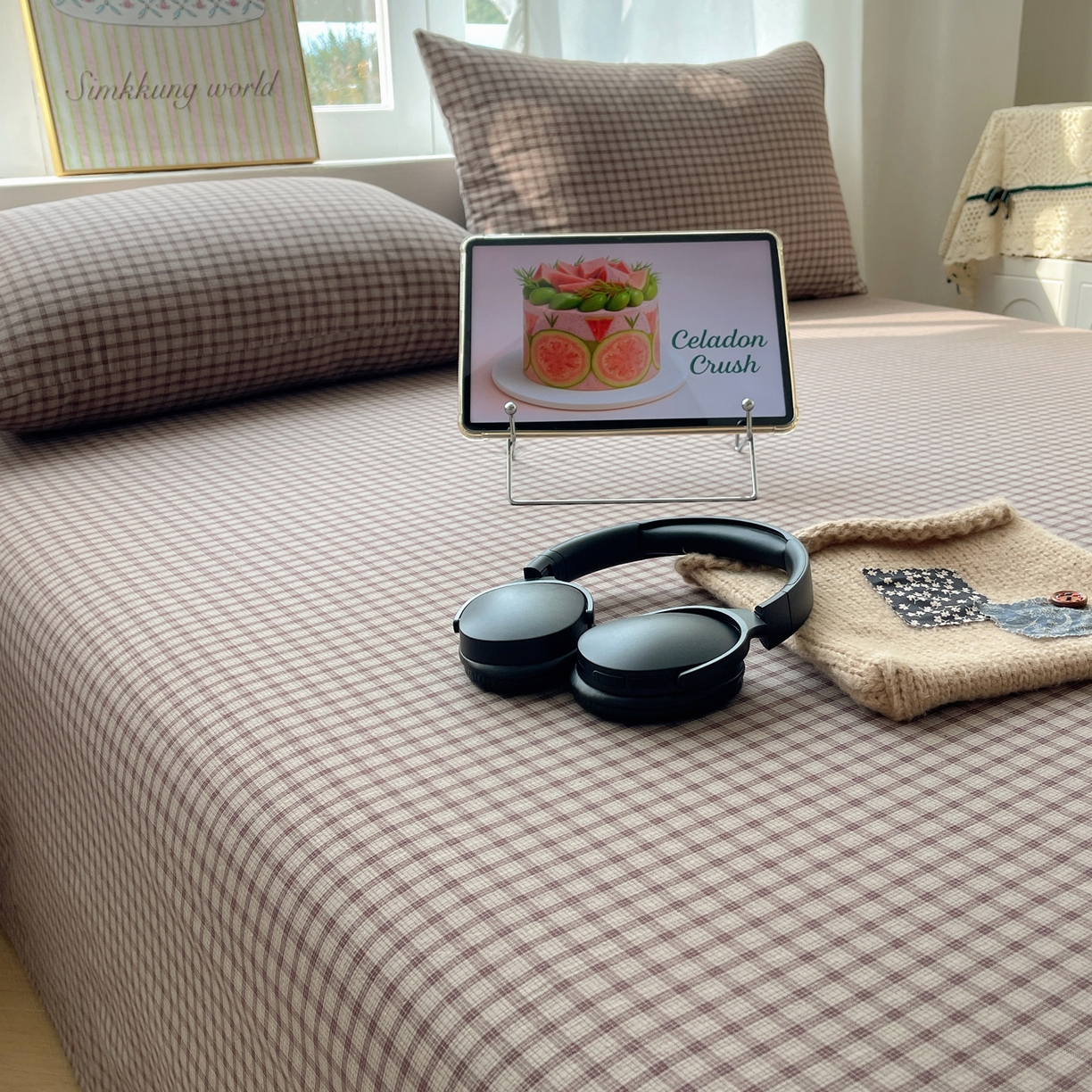 91家纺网 家纺一手货源 找家纺 六巷胡同 2026新款A类全棉纯棉水洗棉色织格子单品床单 床单单件 追光-米格