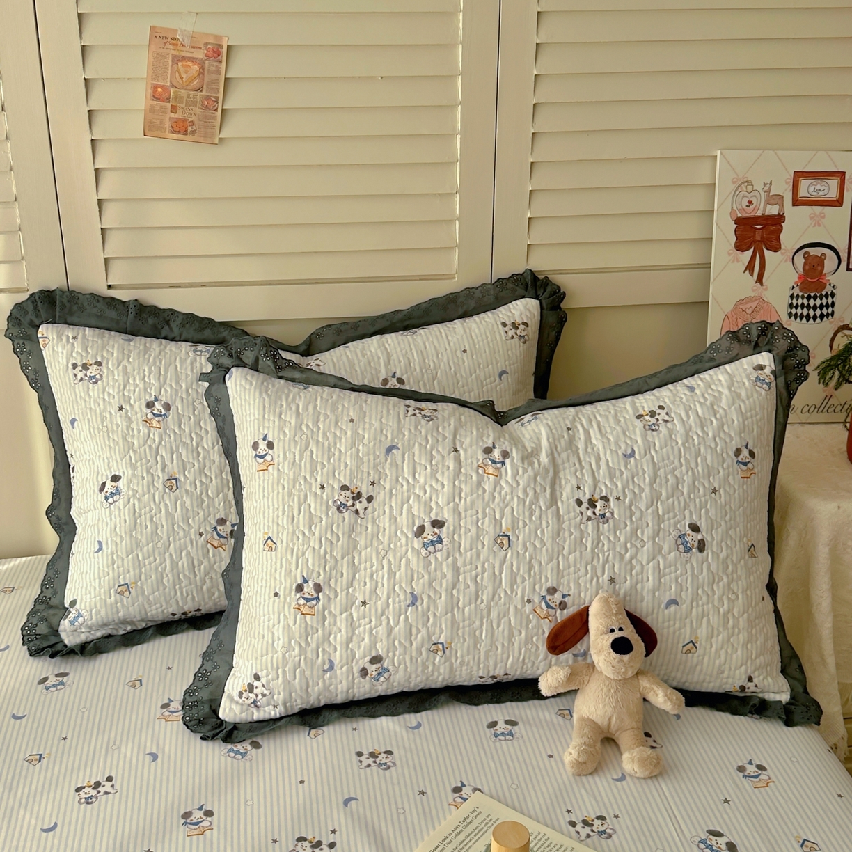 91家纺网 家纺一手货源 找家纺 （总）百寐 2026吸汗防油全棉三层夹棉花边信封加大50*80枕套48*74/40*60枕芯