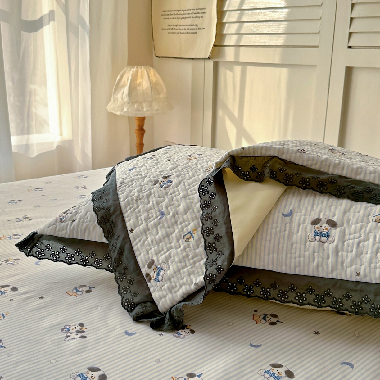 91家纺网 家纺一手货源 找家纺 （总）百寐 2026吸汗防油全棉三层夹棉花边信封加大50*80枕套48*74/40*60枕芯