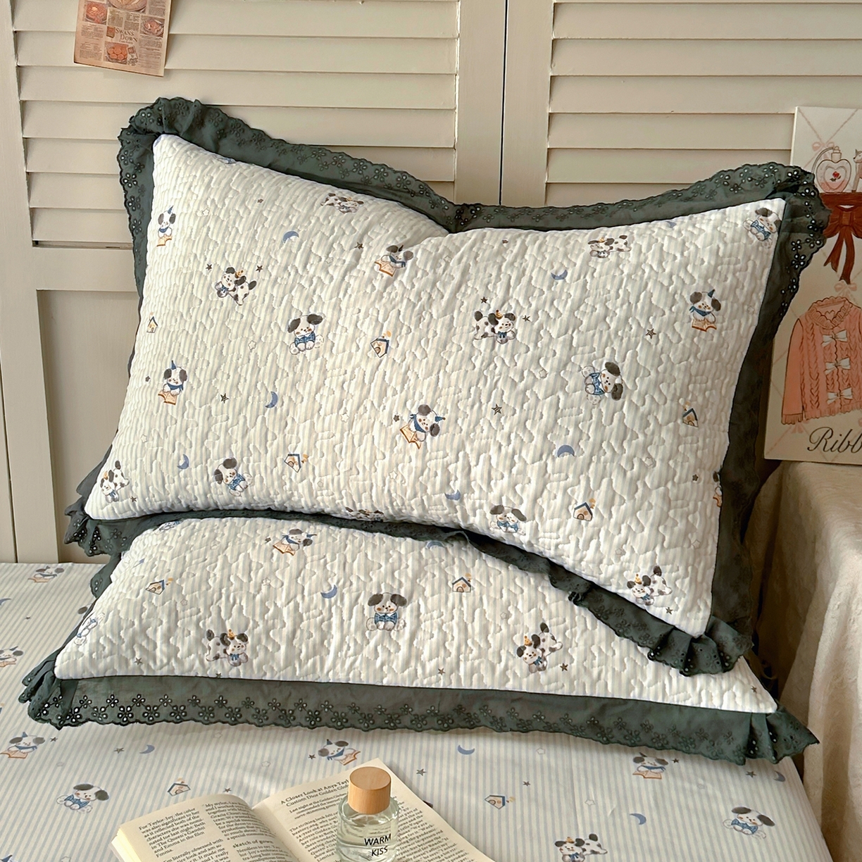 91家纺网 家纺一手货源 找家纺 （总）百寐 2026吸汗防油全棉三层夹棉花边信封加大50*80枕套48*74/40*60枕芯