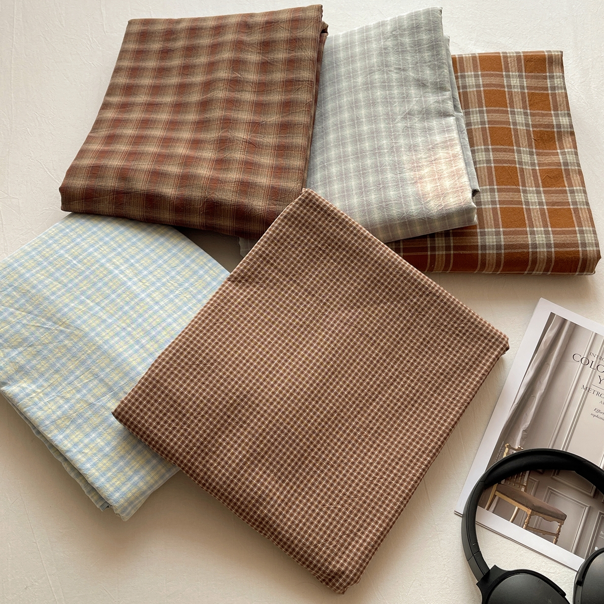 六巷胡同 2026新款A类全棉纯棉水洗棉色织格子单品床单 床单单件 组合图仅供展示不可下单