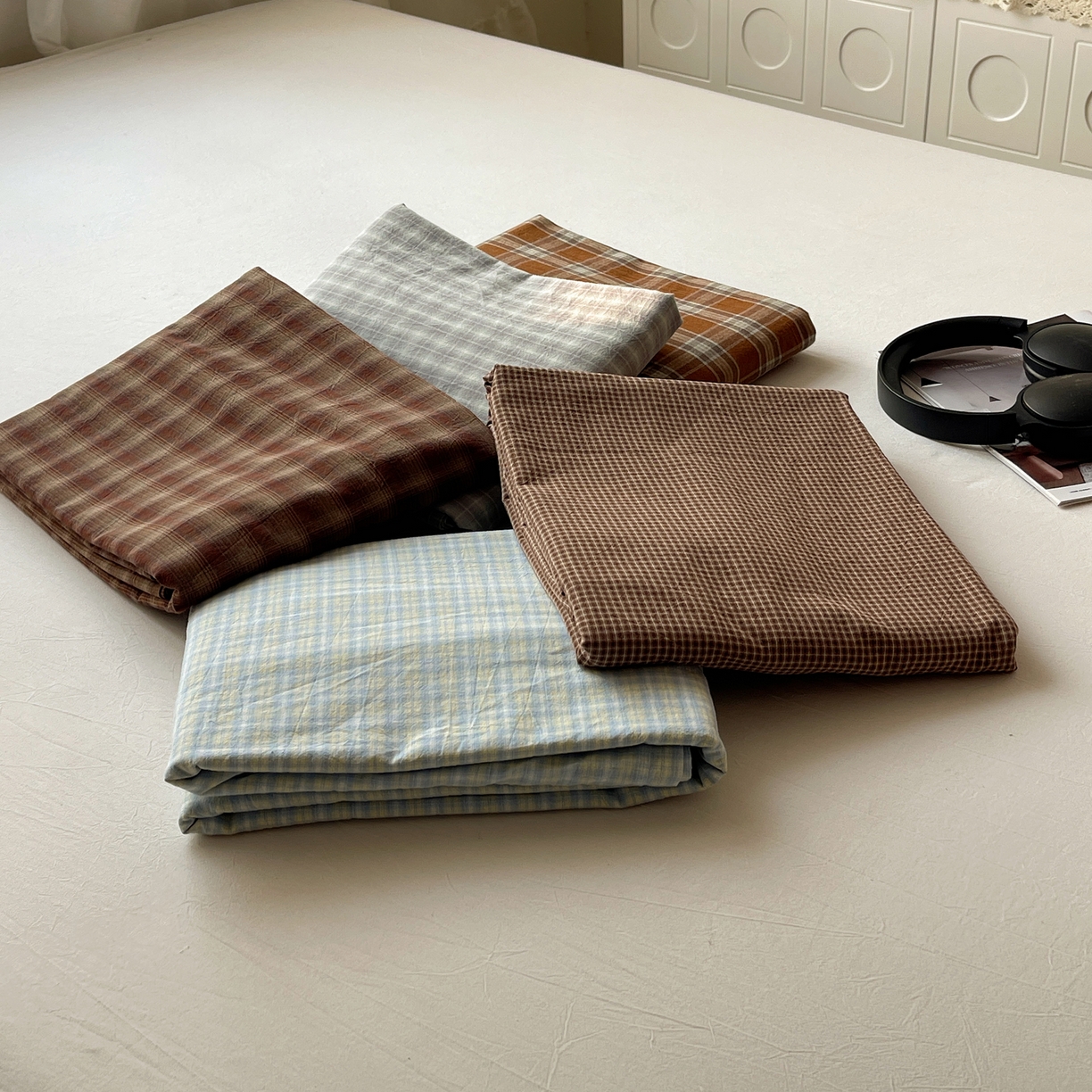 91家纺网 家纺一手货源 找家纺 六巷胡同 2026新款A类全棉纯棉水洗棉色织格子单品床单 床单单件 组合图仅供展示不可下单