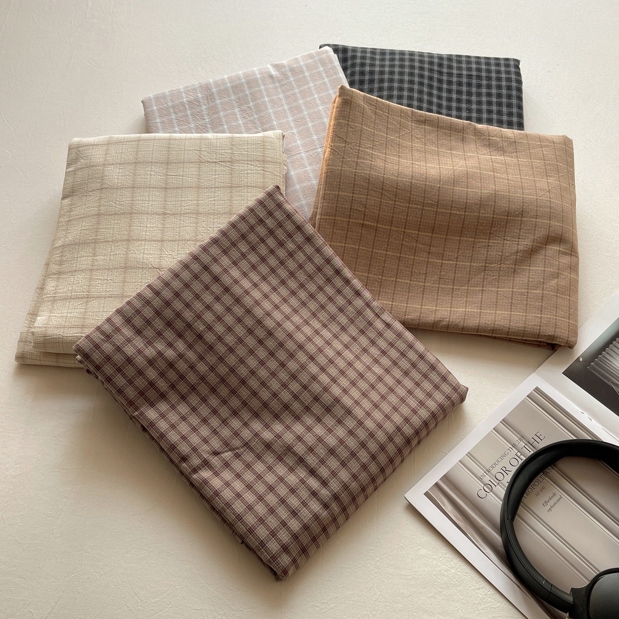 91家纺网 家纺一手货源 找家纺 六巷胡同 2026新款A类全棉纯棉水洗棉色织格子单品床单 床单单件 组合图仅供展示不可下单