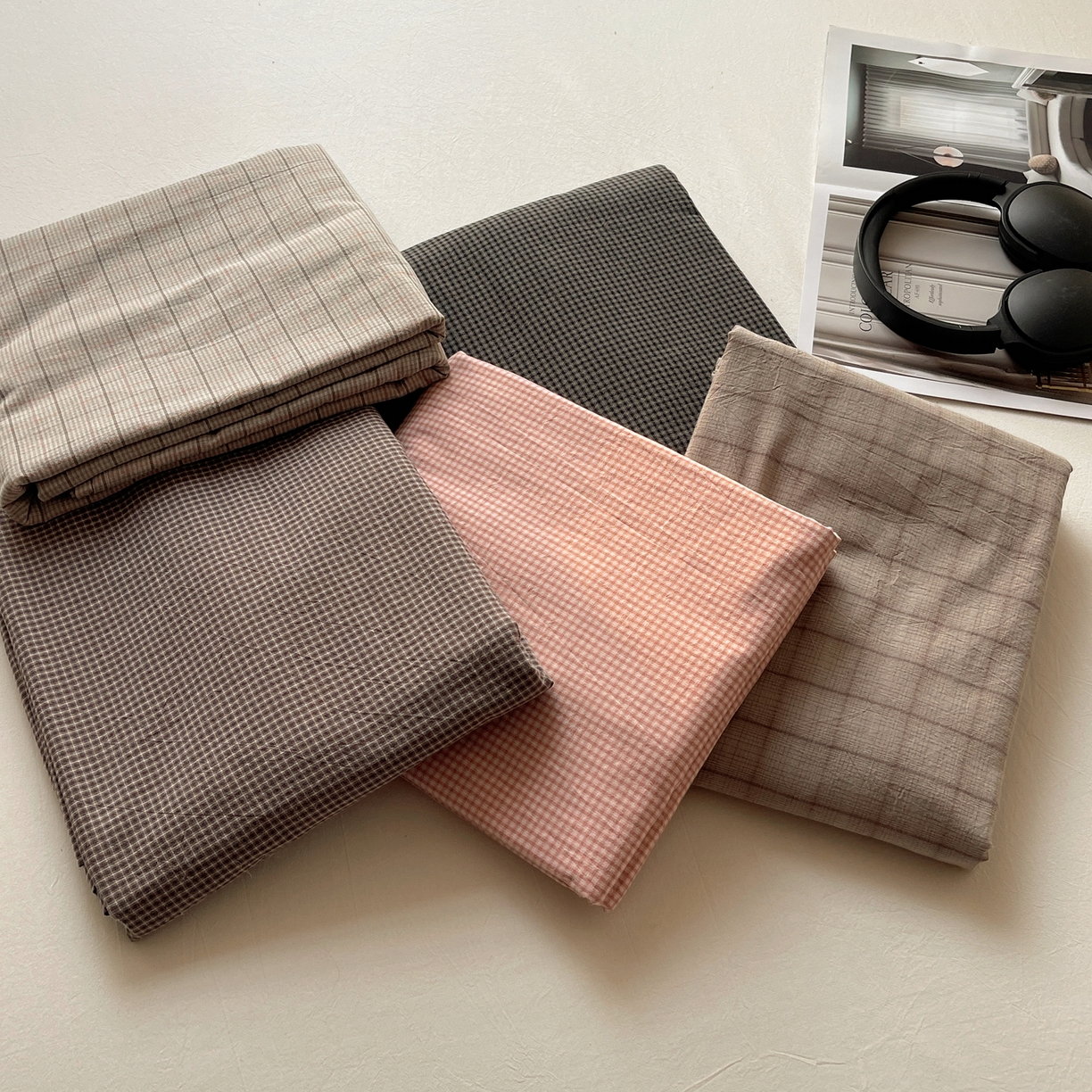 91家纺网 家纺一手货源 找家纺 六巷胡同 2026新款A类全棉纯棉水洗棉色织格子单品床单 床单单件 组合图仅供展示不可下单