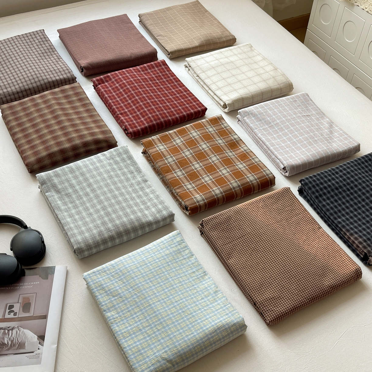 91家纺网 家纺一手货源 找家纺 六巷胡同 2026新款A类全棉纯棉水洗棉色织格子单品床单 床单单件 组合图仅供展示不可下单