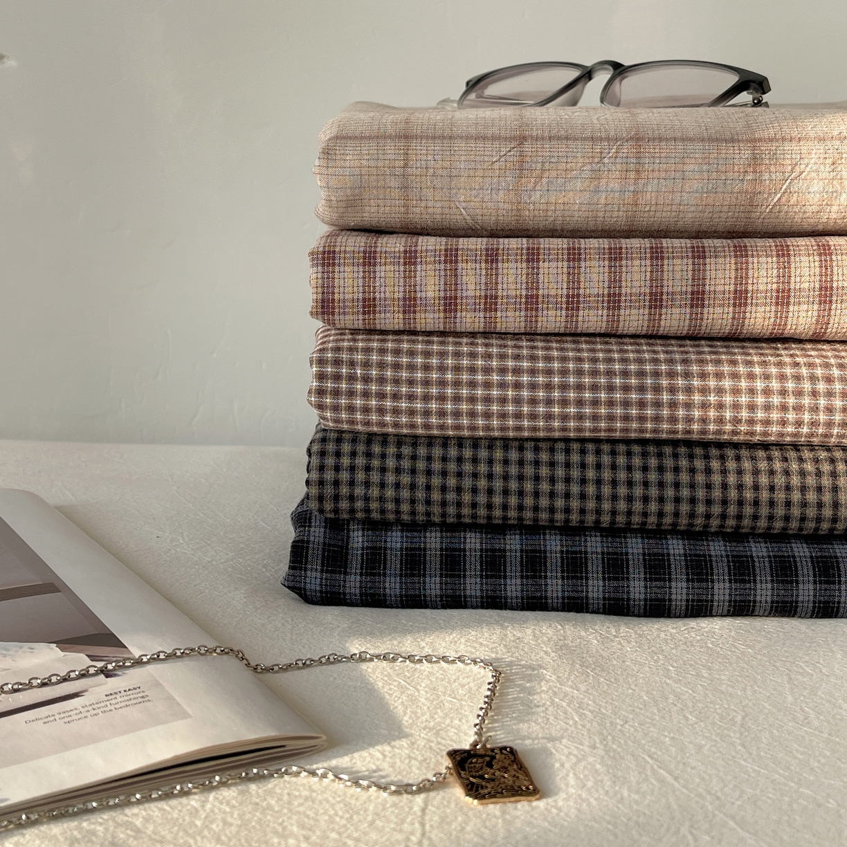 91家纺网 家纺一手货源 找家纺 六巷胡同 2026新款A类全棉纯棉水洗棉色织格子单品床单 床单单件 组合图仅供展示不可下单