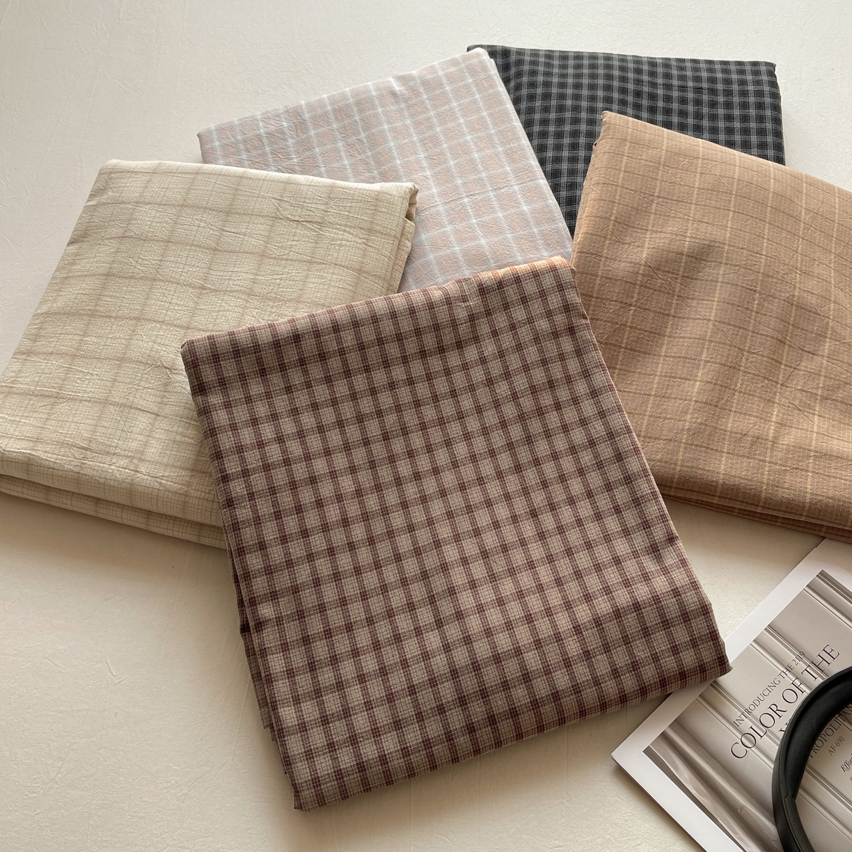 91家纺网 家纺一手货源 找家纺 六巷胡同 2026新款A类全棉纯棉水洗棉色织格子单品床单 床单单件 组合图仅供展示不可下单