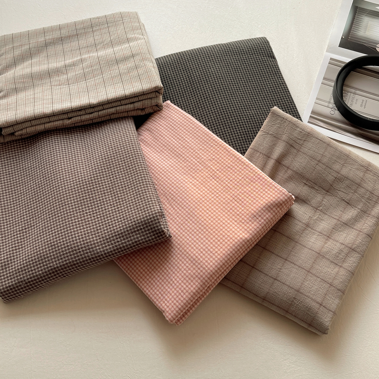 91家纺网 家纺一手货源 找家纺 六巷胡同 2026新款A类全棉纯棉水洗棉色织格子单品床单 床单单件 组合图仅供展示不可下单