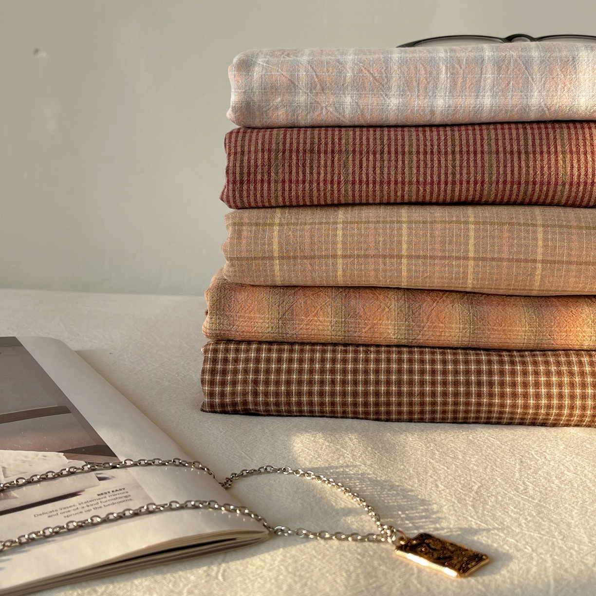 91家纺网 家纺一手货源 找家纺 六巷胡同 2026新款A类全棉纯棉水洗棉色织格子单品床单 床单单件 组合图仅供展示不可下单