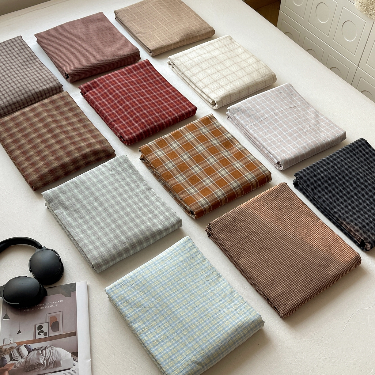 91家纺网 家纺一手货源 找家纺 六巷胡同 2026新款A类全棉纯棉水洗棉色织格子单品床单 床单单件 组合图仅供展示不可下单