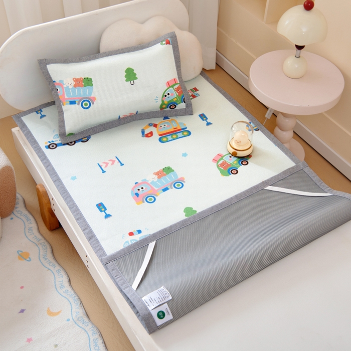 91家纺网 家纺一手货源 找家纺 鱼宝2026新款儿童冰藤席冰丝凉席软席 超级警车