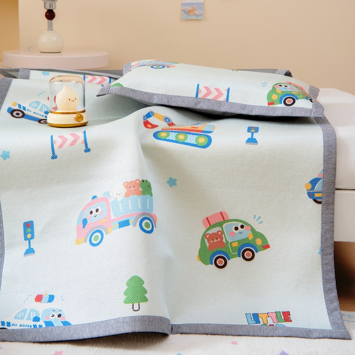 91家纺网 家纺一手货源 找家纺 鱼宝2026新款儿童冰藤席冰丝凉席软席 超级警车