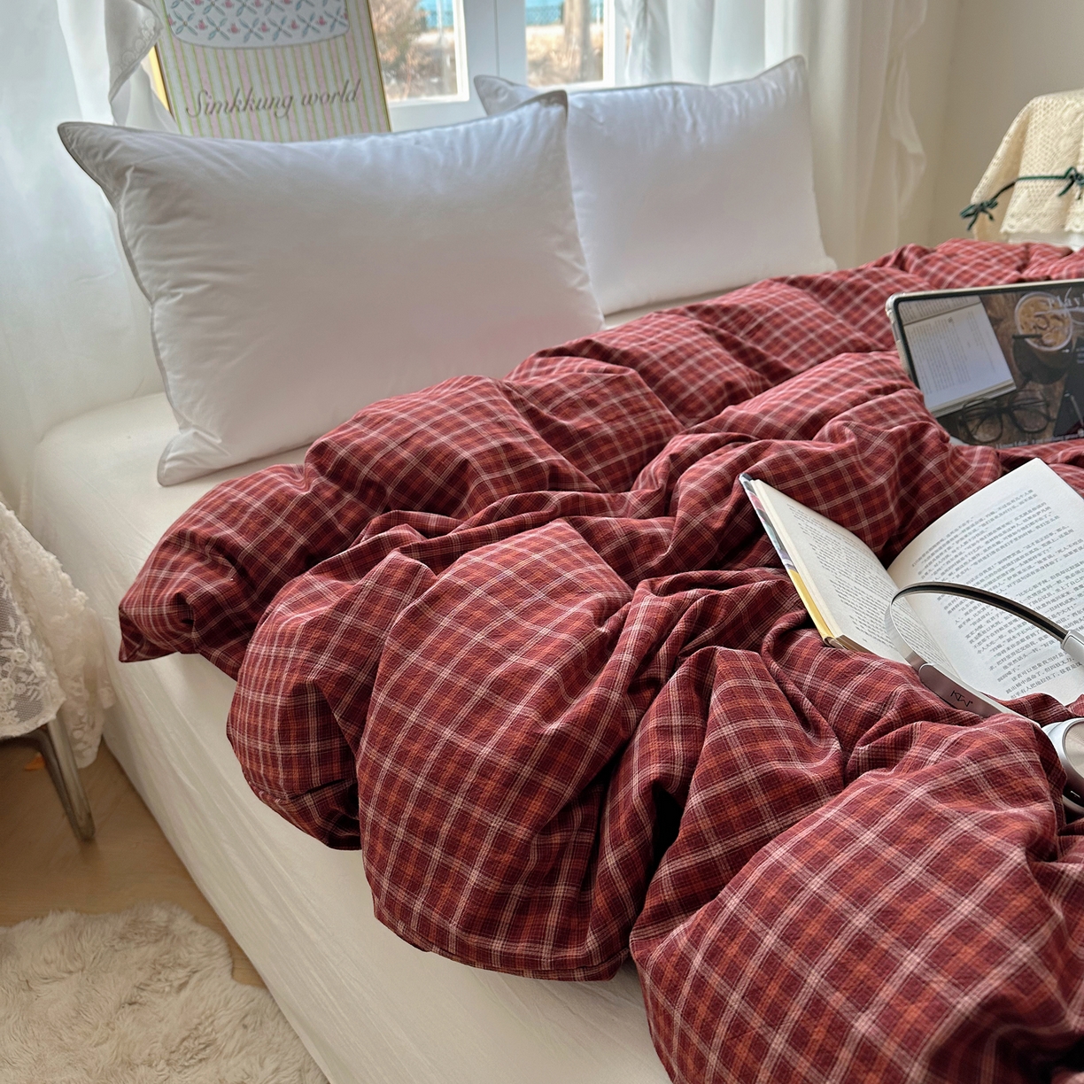 91家纺网 家纺一手货源 找家纺 （总）六巷胡同 2026新款A类全棉纯棉水洗棉色织格子单品被套 被套单件