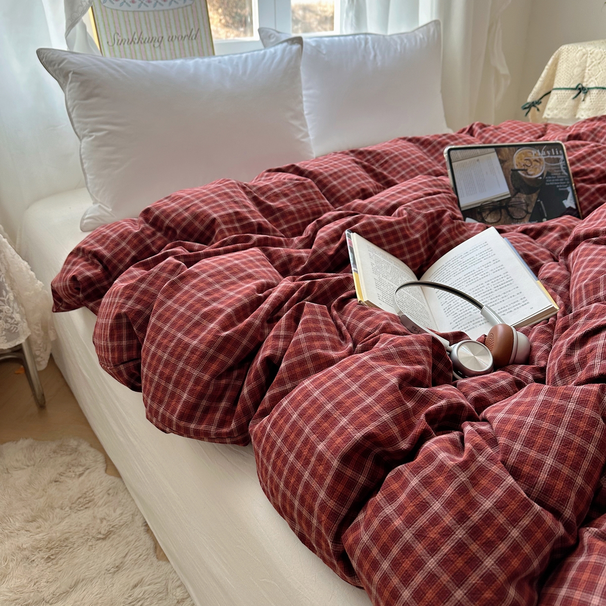 91家纺网 家纺一手货源 找家纺 （总）六巷胡同 2026新款A类全棉纯棉水洗棉色织格子单品被套 被套单件