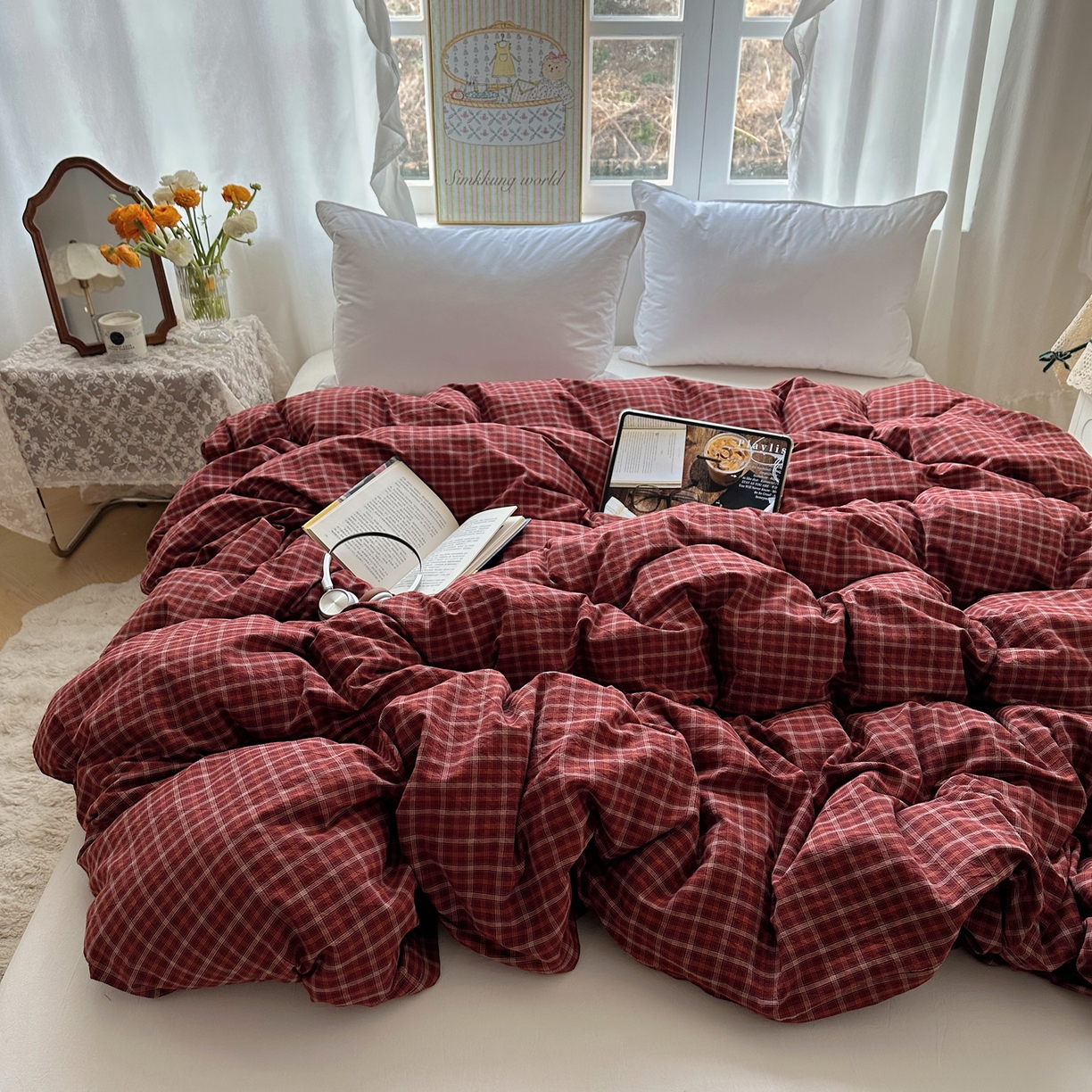 91家纺网 家纺一手货源 找家纺 （总）六巷胡同 2026新款A类全棉纯棉水洗棉色织格子单品被套 被套单件