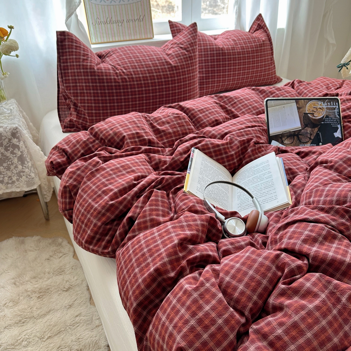 91家纺网 家纺一手货源 找家纺 （总）六巷胡同 2026新款A类全棉纯棉水洗棉色织格子单品被套 被套单件