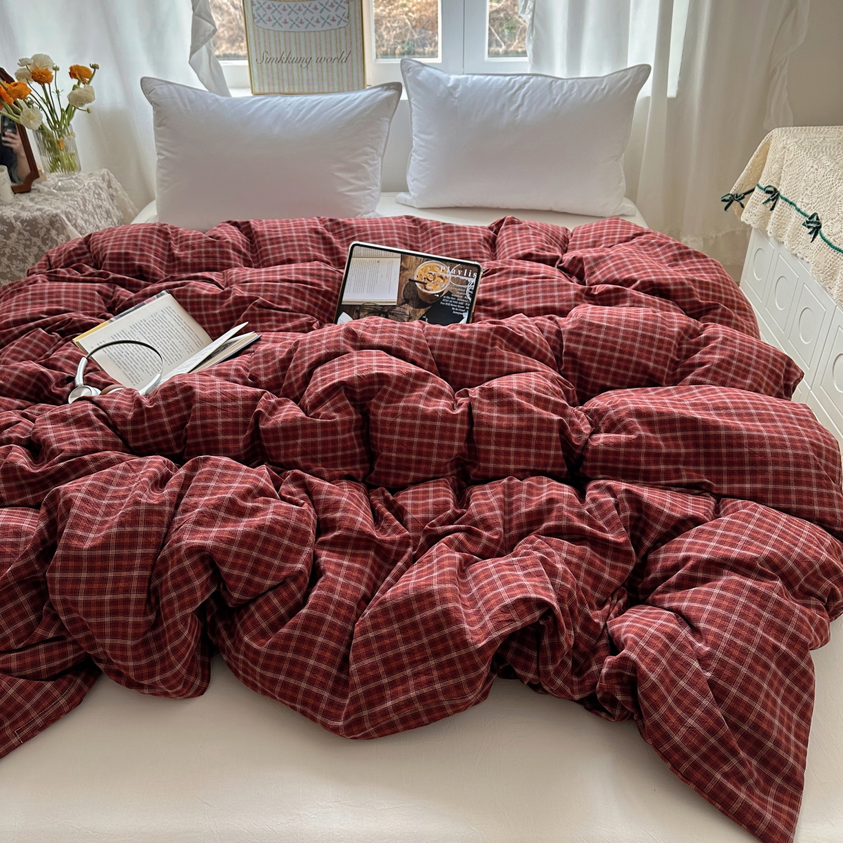 91家纺网 家纺一手货源 找家纺 （总）六巷胡同 2026新款A类全棉纯棉水洗棉色织格子单品被套 被套单件