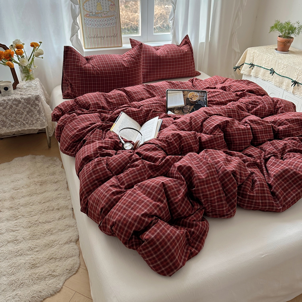 91家纺网 家纺一手货源 找家纺 （总）六巷胡同 2026新款A类全棉纯棉水洗棉色织格子单品被套 被套单件