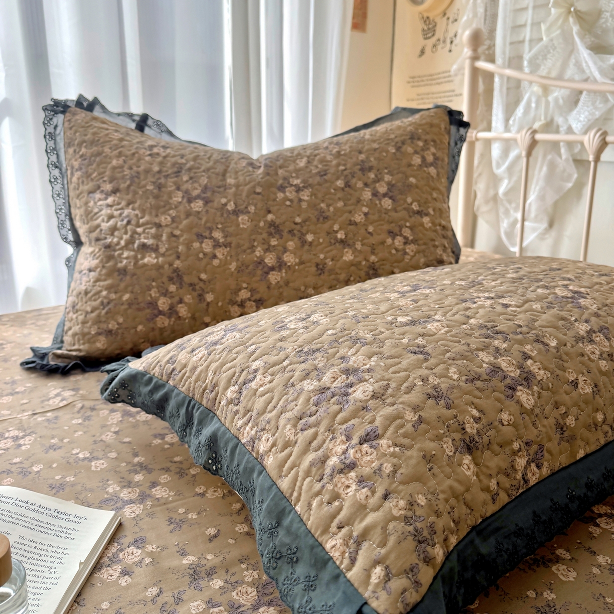 91家纺网 家纺一手货源 找家纺 百寐 2026吸汗防油全棉三层夹棉花边信封加大50*80枕套48*74/40*60枕芯 夹棉-朝花夕拾