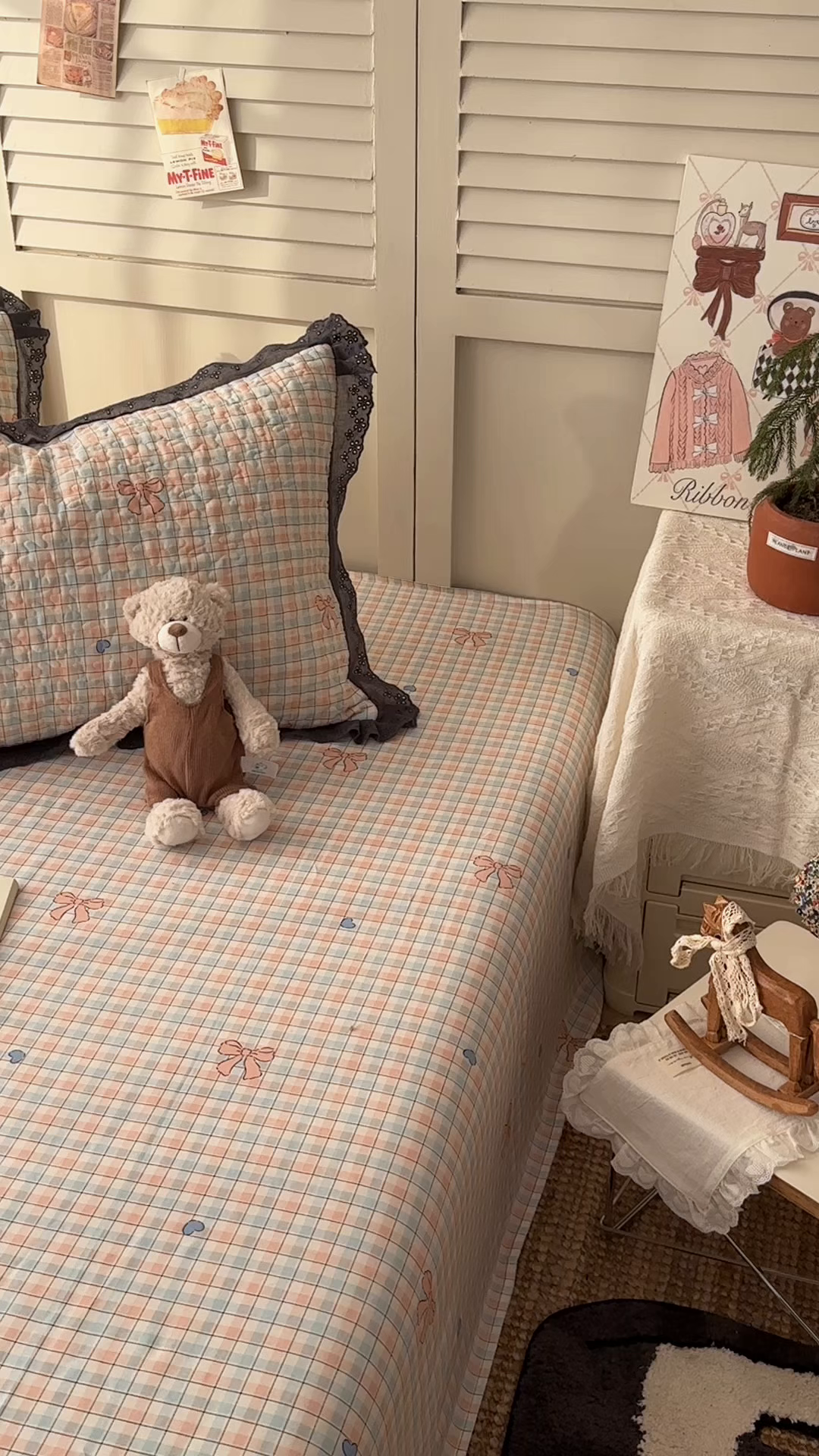 91家纺网 家纺一手货源 找家纺 百寐 2026吸汗防油全棉三层夹棉花边信封加大50*80枕套48*74/40*60枕芯 夹棉-蝴蝶结