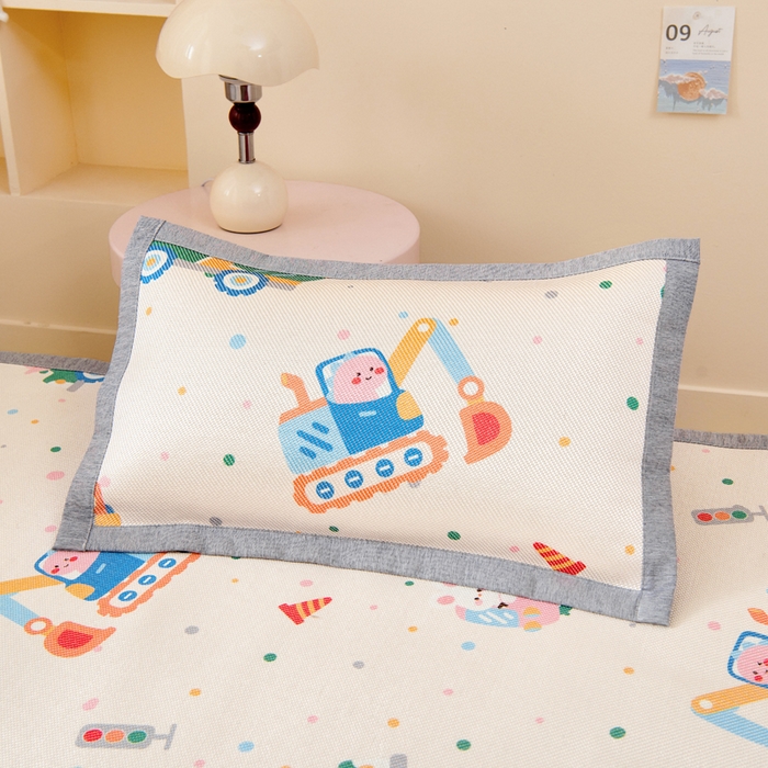 91家纺网 家纺一手货源 找家纺 鱼宝2026新款儿童冰藤席冰丝凉席软席 萌趣小车