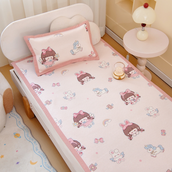 91家纺网 家纺一手货源 找家纺 鱼宝2026新款儿童冰藤席冰丝凉席软席 魔法公主