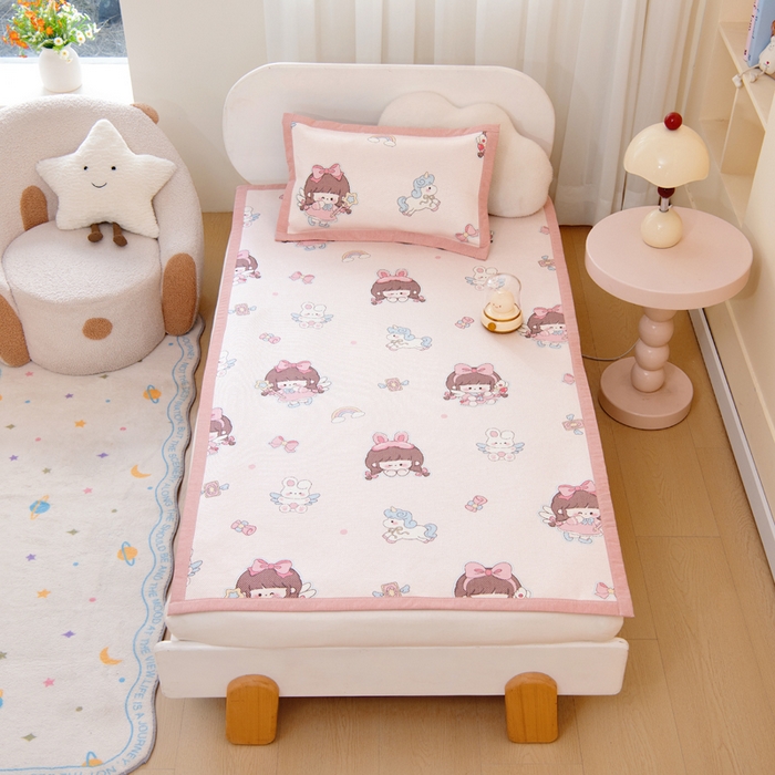 91家纺网 家纺一手货源 找家纺 鱼宝2026新款儿童冰藤席冰丝凉席软席 魔法公主