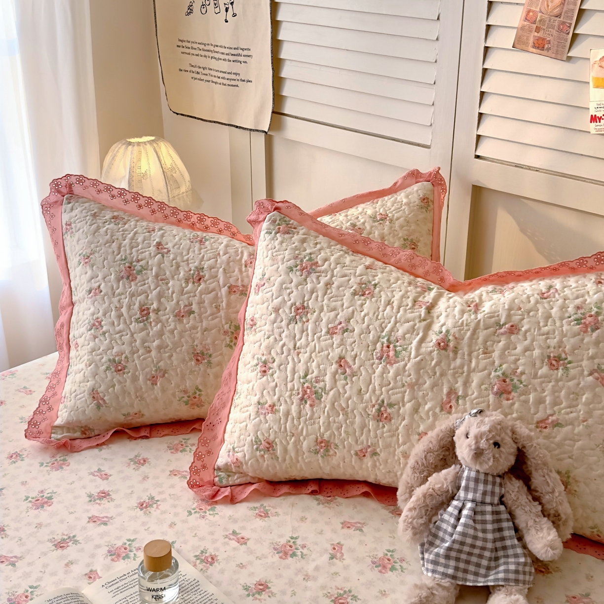 91家纺网 家纺一手货源 找家纺 百寐 2026吸汗防油全棉三层夹棉花边信封加大50*80枕套48*74/40*60枕芯 夹棉-花涧