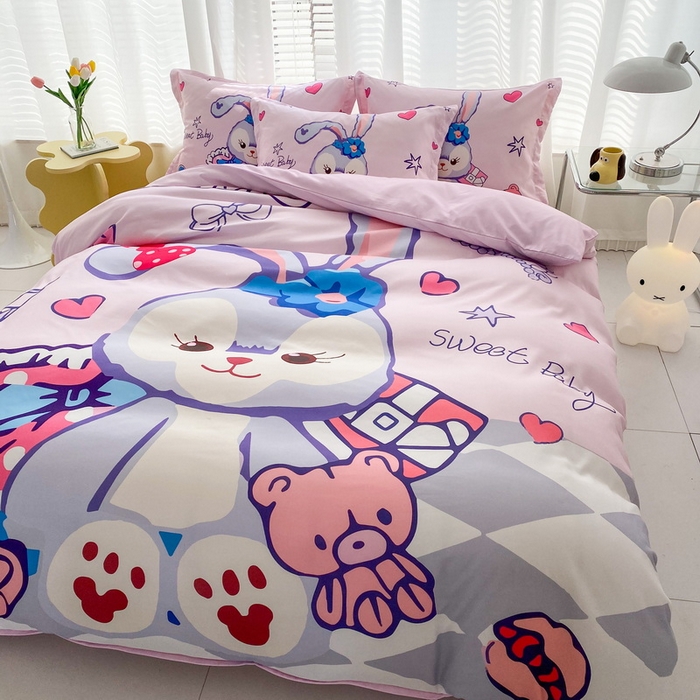 91家纺网 家纺一手货源 找家纺 一电 2026新款卡通被套单件被罩男女儿童学生宿舍单人被单男孩卡幼儿园单人被罩-2.磨毛被套 冰冰星黛露