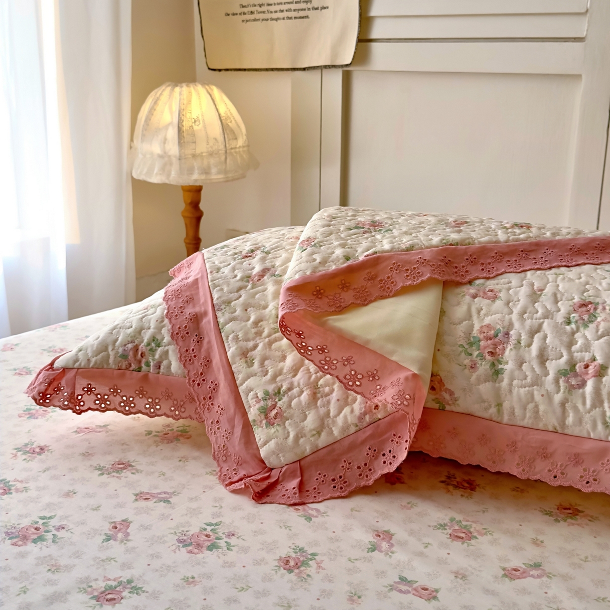 91家纺网 家纺一手货源 找家纺 百寐 2026吸汗防油全棉三层夹棉花边信封加大50*80枕套48*74/40*60枕芯 夹棉-花涧