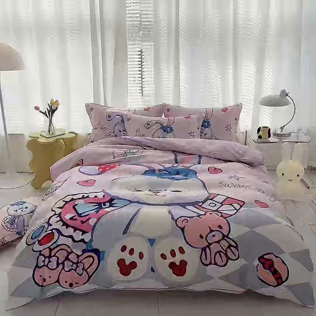 91家纺网 家纺一手货源 找家纺 一电 2026新款卡通被套单件被罩男女儿童学生宿舍单人被单男孩卡幼儿园单人被罩-2.磨毛被套 冰冰星黛露