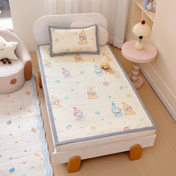 91家纺网 家纺一手货源 找家纺 鱼宝2026新款儿童冰藤席冰丝凉席软席 星星梦