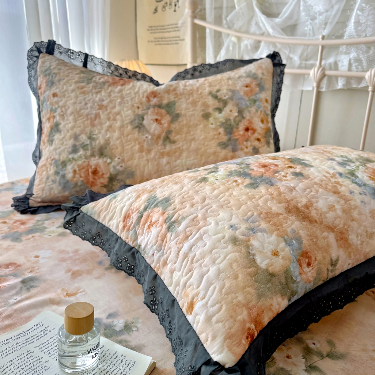 91家纺网 家纺一手货源 找家纺 百寐 2026吸汗防油全棉三层夹棉花边信封加大50*80枕套48*74/40*60枕芯 夹棉-锦绣