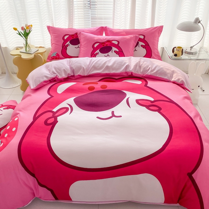 91家纺网 家纺一手货源 找家纺 一电 2026新款卡通被套单件被罩男女儿童学生宿舍单人被单男孩卡幼儿园单人被罩-2.磨毛被套 草莓大雄