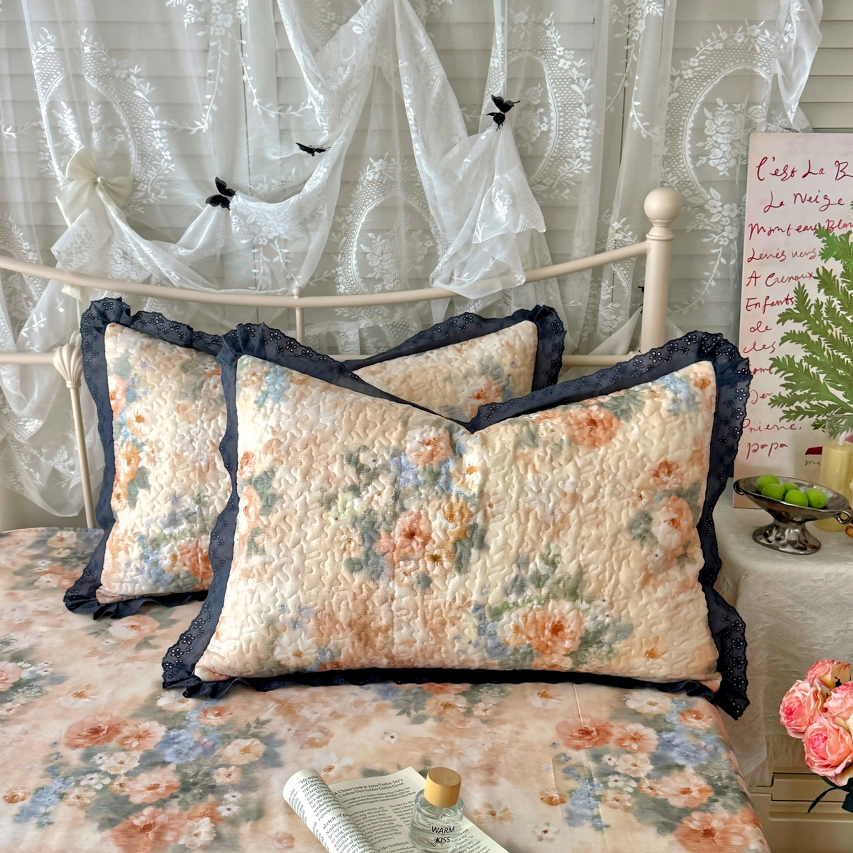 91家纺网 家纺一手货源 找家纺 百寐 2026吸汗防油全棉三层夹棉花边信封加大50*80枕套48*74/40*60枕芯 夹棉-锦绣